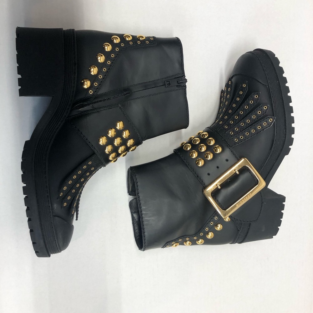 Burberry Whitchester studded buckle leather booties, EUC - Picture 7 of 16
